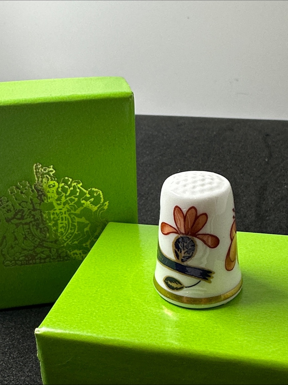 Decorative White Porcelain Thimble with Floral Motif